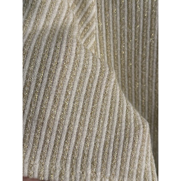 Linea Moda Italy Beige Button Down Knit Shirt M Glitter Thread Short Sleeve - Picture 2 of 10